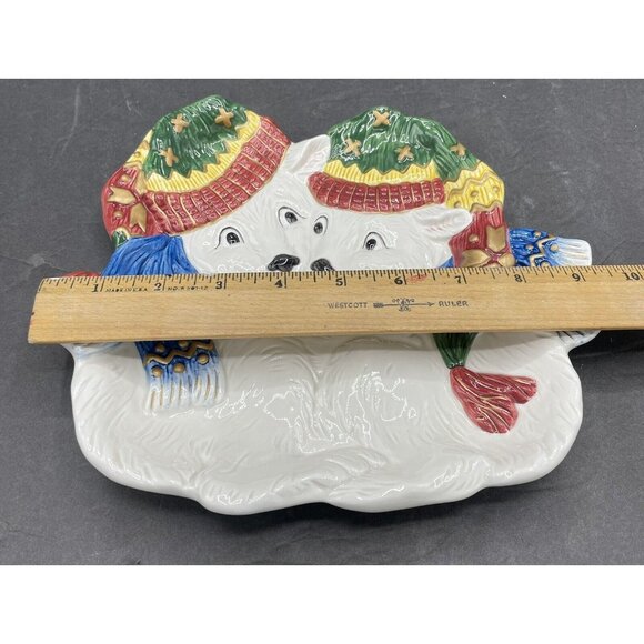 Fitz and Floyd Polar Bear Christmas Cookie Canape Plate 2063/27 With Box - Picture 6 of 7